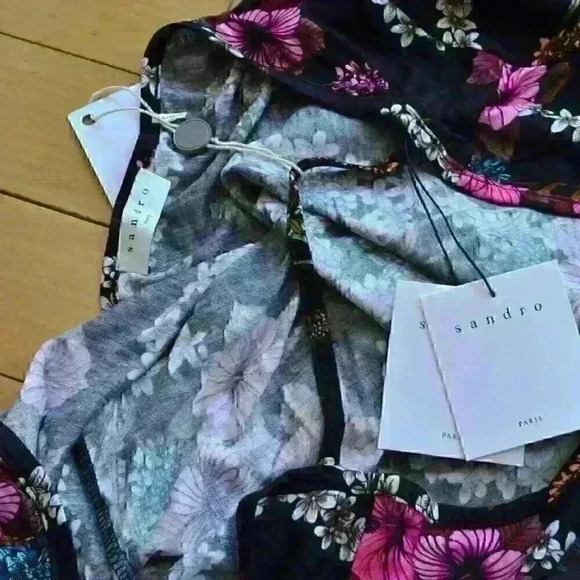 Sandro Cutout floral-print jersey top Size 0 US XS - Picture 8 of 11